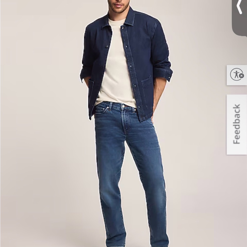 Express Men’s Slim Straight Jeans - Blue medium wash